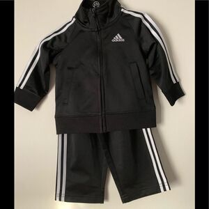 Adidas black/white stripes &logo 2-piece sportswear, great shape, size 12 months